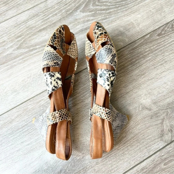 Jeffrey Campbell California Snakeskin Open Toe Slingback Pumps